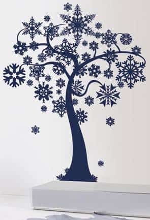 наклейка  Дерево со снежинками