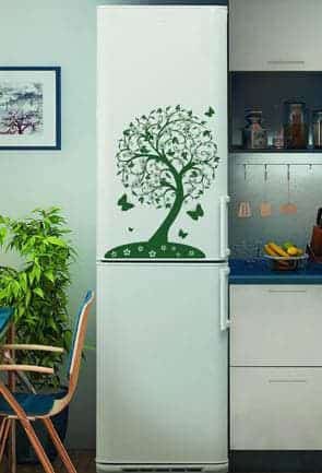 Дизайнерская наклейка на стену Дерево с бабочками на холодильник