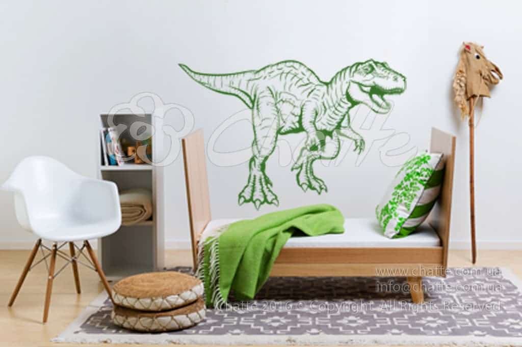 Виниловая наклейка на стену Динозавр тираннозавр