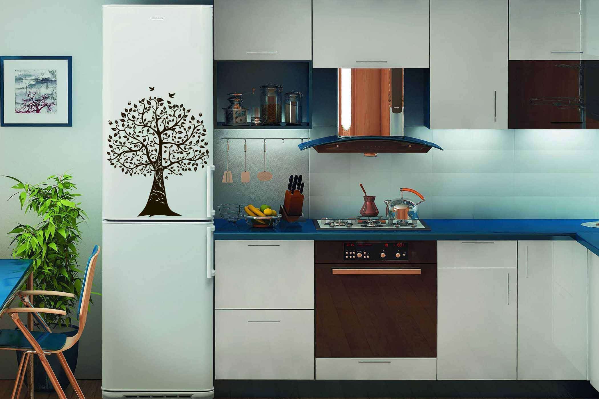 Дизайнерська наклейка на стіну Дерево счастья на холодильник