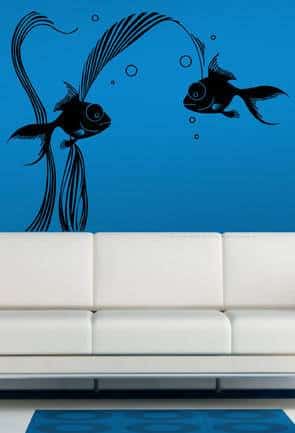 Дизайнерская наклейка на стену Две Рыбки