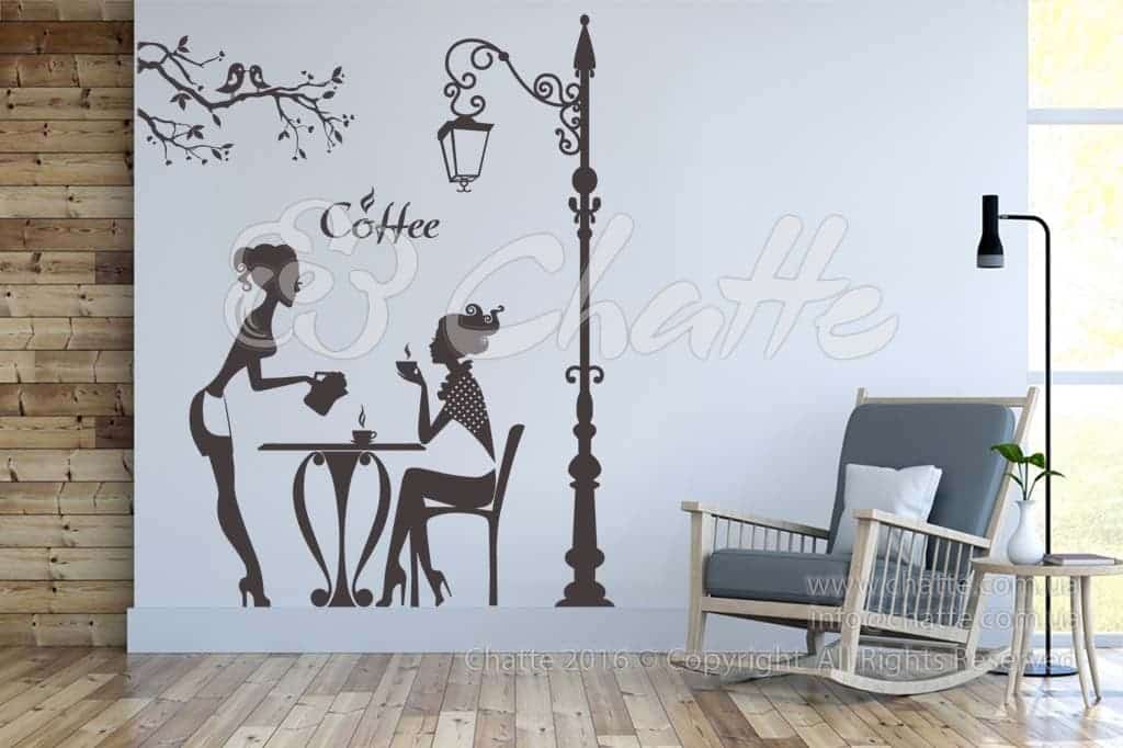 Дизайнерська наклейка на стіну Утро в кафе