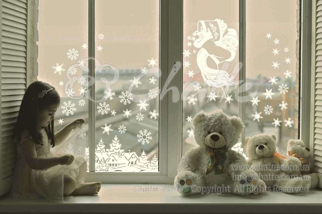 Виниловая наклейка на стену Снежная зима (наклейка на окно)