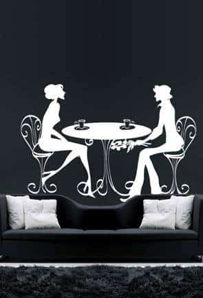 Дизайнерская наклейка на стену Влюбленные в кафе