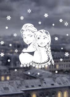 Дизайнерская наклейка на стену Эльза и Анна Холодное сердце (на окно)