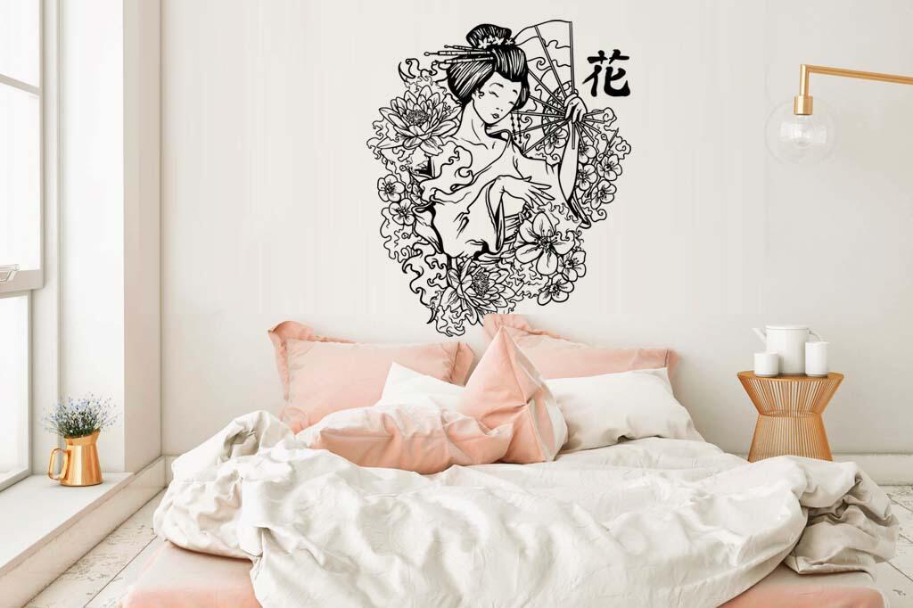 Виниловая наклейка на стену Очаровательная японка