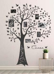 Дизайнерская наклейка на стену Дерево счастья с рамками 2
