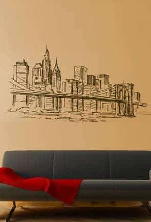 Дизайнерская наклейка на стену Бруклинский мост