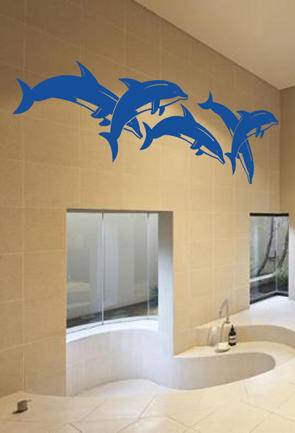 Дизайнерская наклейка на стену Дельфины