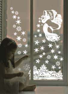 наклейка  Снежная зима (наклейка на окно)