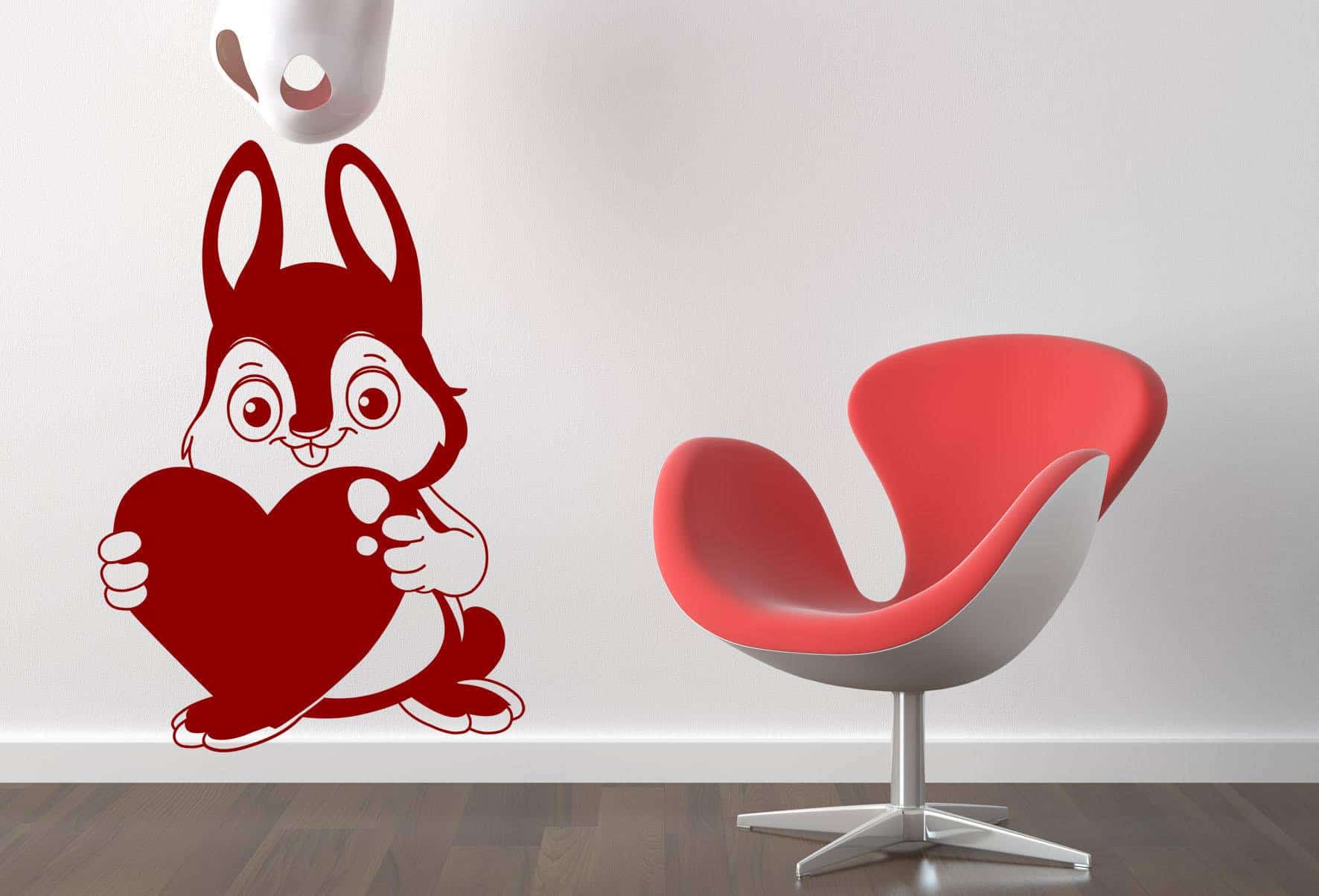 Виниловая наклейка на стену Влюбленный кролик