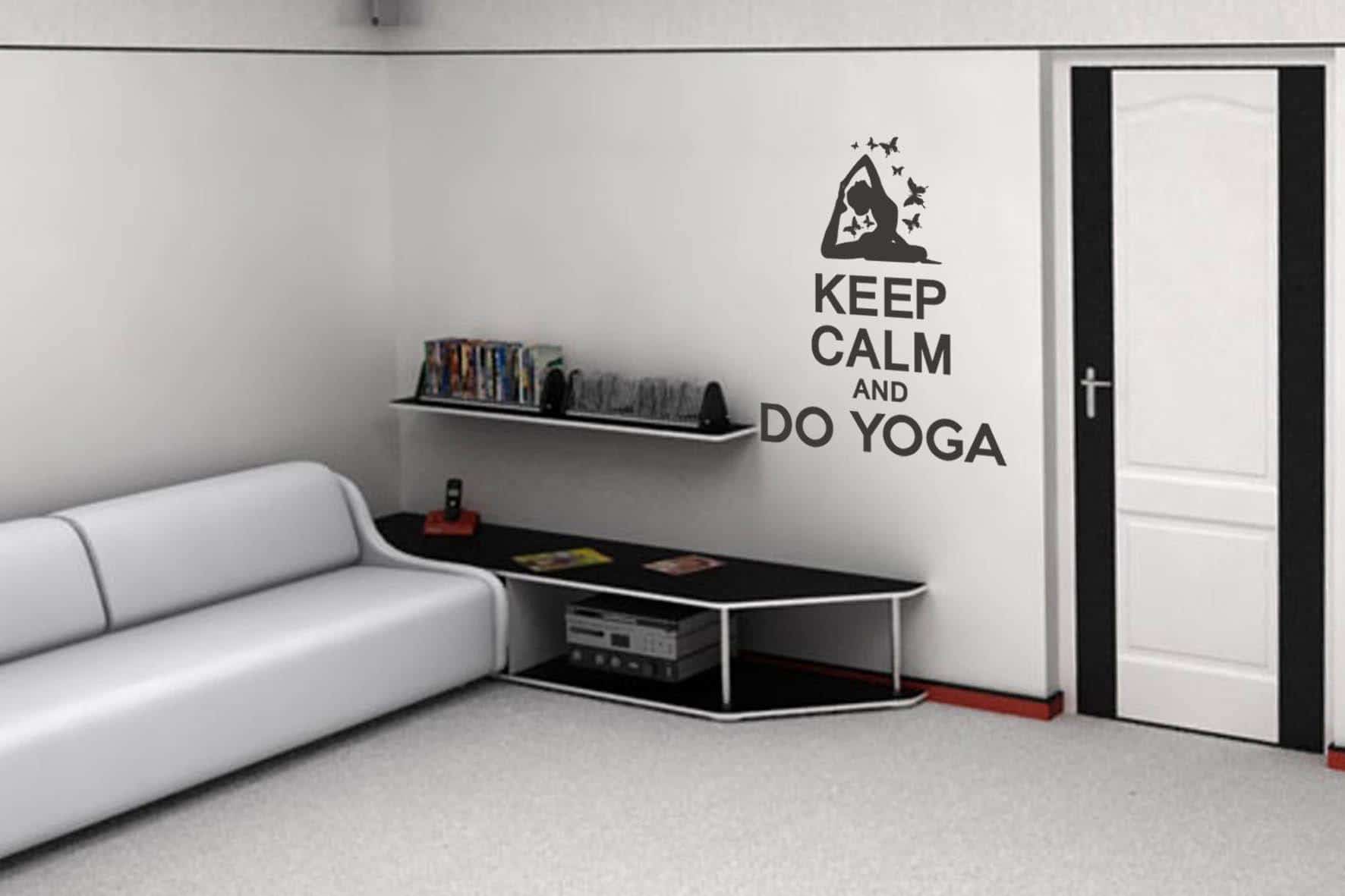 Виниловая наклейка на стену Keep calm and do yoga