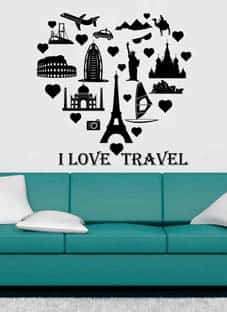 Дизайнерская наклейка на стену Любовь к путешествиям (скидка 30%)
