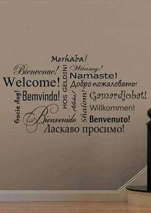 наклейка  "Добро пожаловать" на разных языках