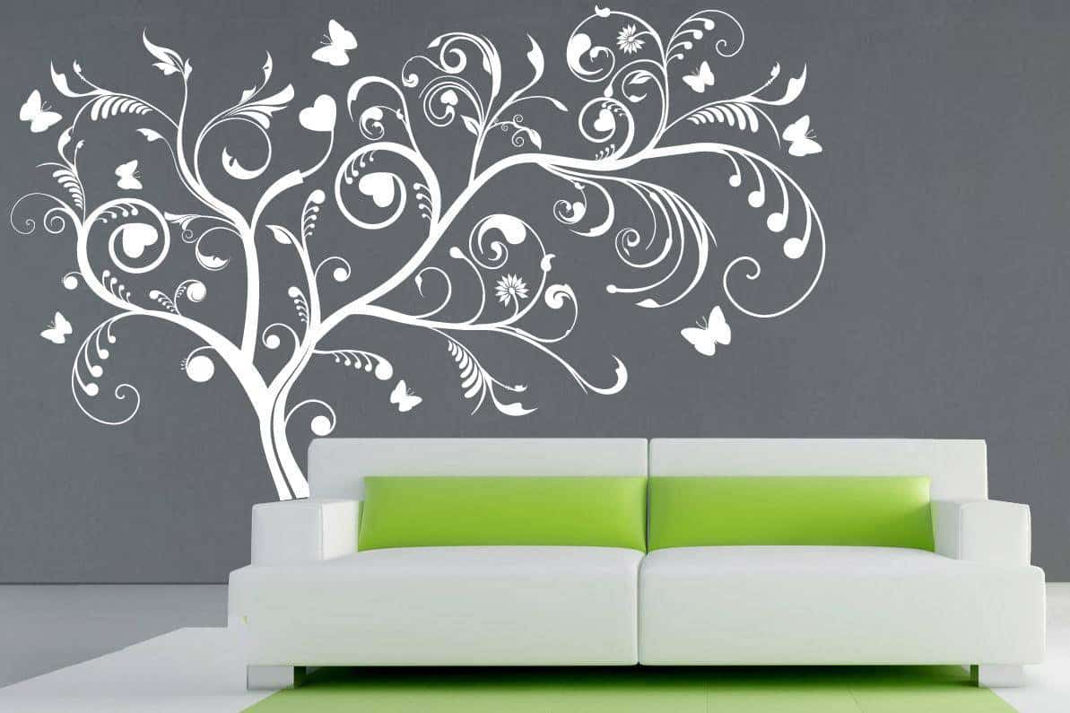 Дизайнерська наклейка на стіну Дерево с завитками