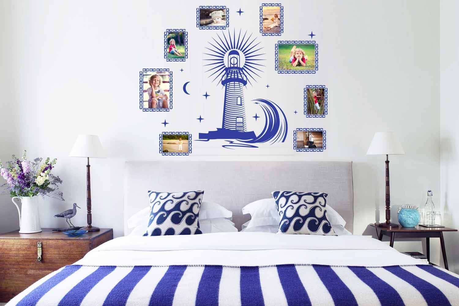 Виниловая наклейка на стену Свет маяка с фотографиями