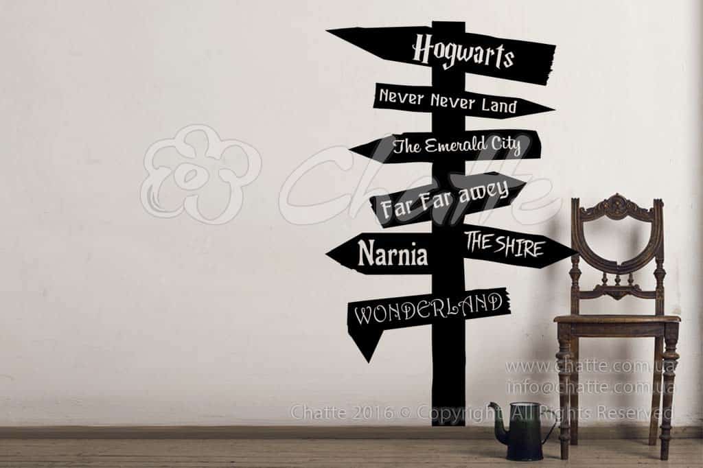 Дизайнерська наклейка на стіну Указатель направлений (Гарри Поттер)