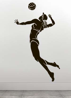 Дизайнерская наклейка на стену Волейбол (силуэт девушки)