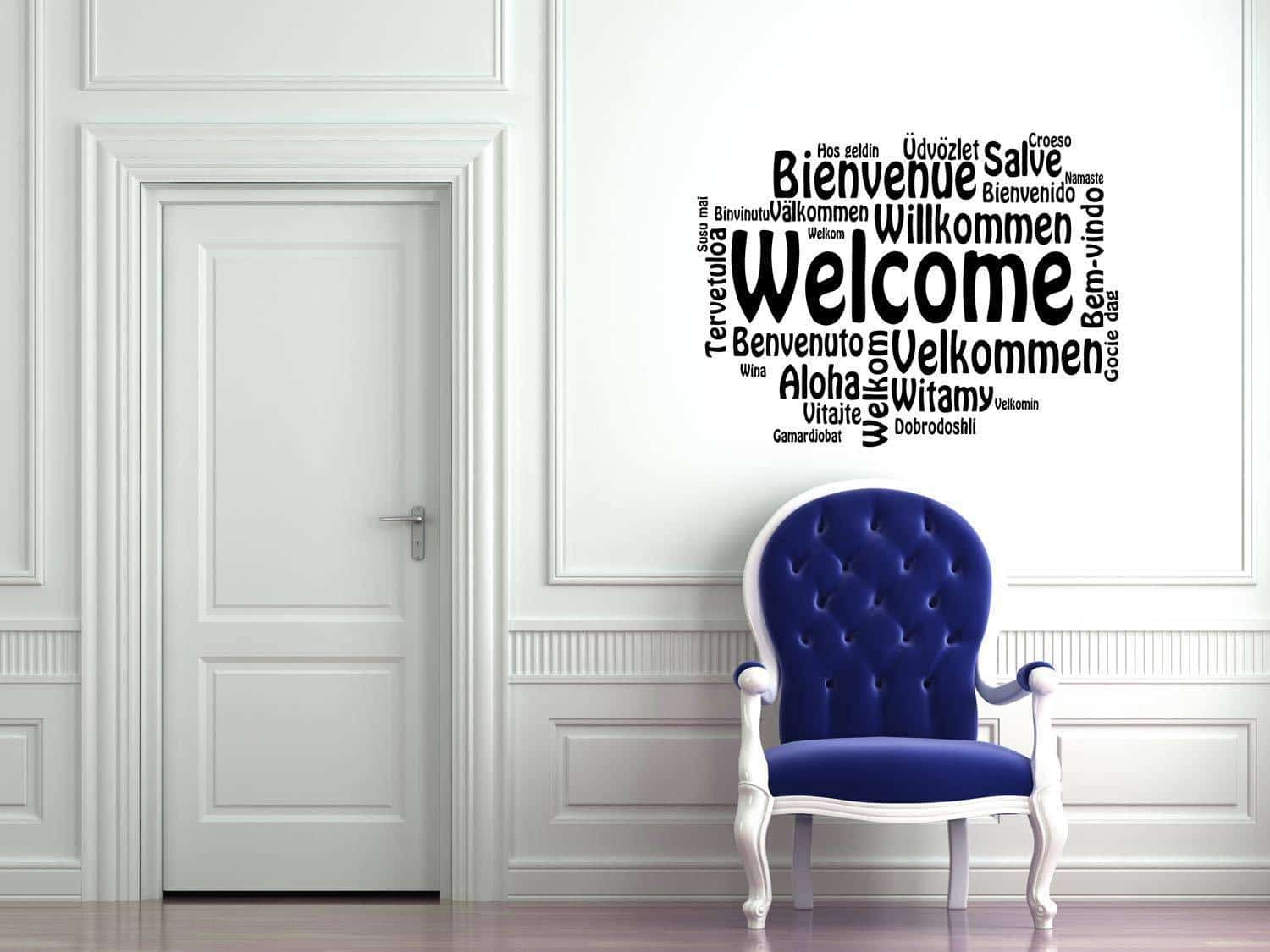 Виниловая наклейка на стену "Добро пожаловать" на разных языках 2