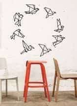 Дизайнерская наклейка на стену Оригами птицы
