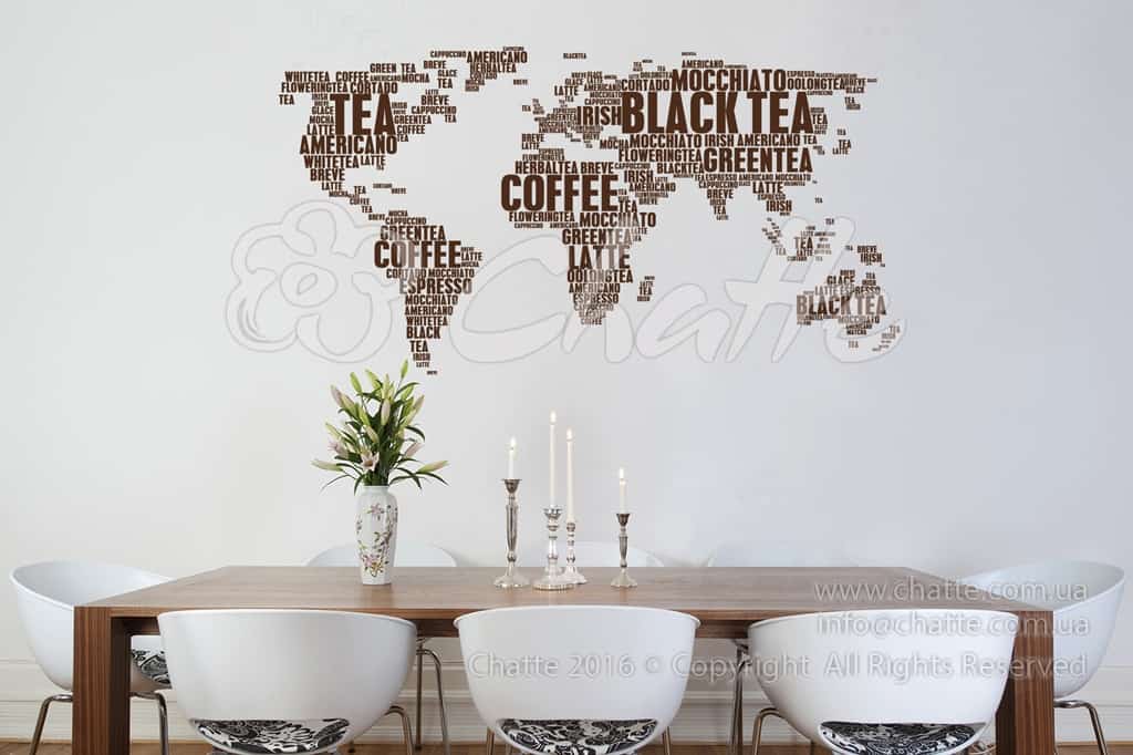 Дизайнерська наклейка на стіну Карта кофе