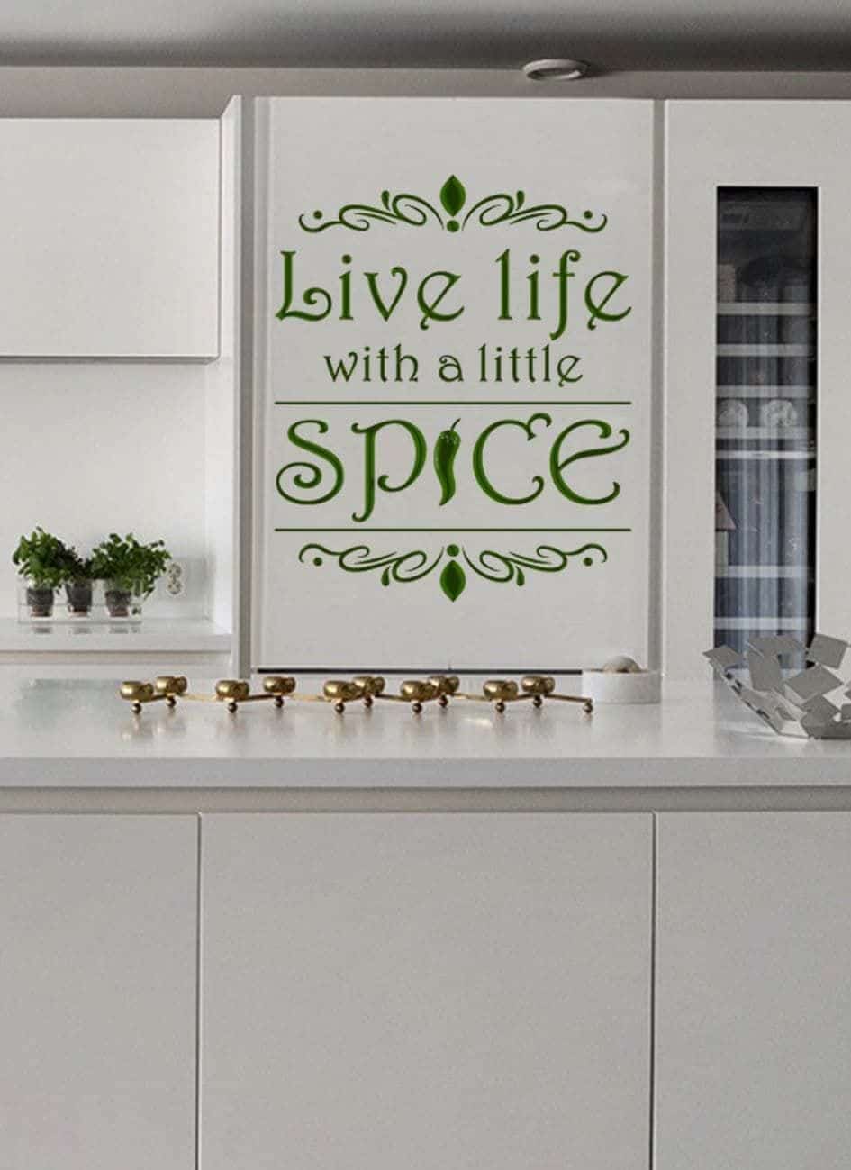 Дизайнерская наклейка на стену Live life with a little spice