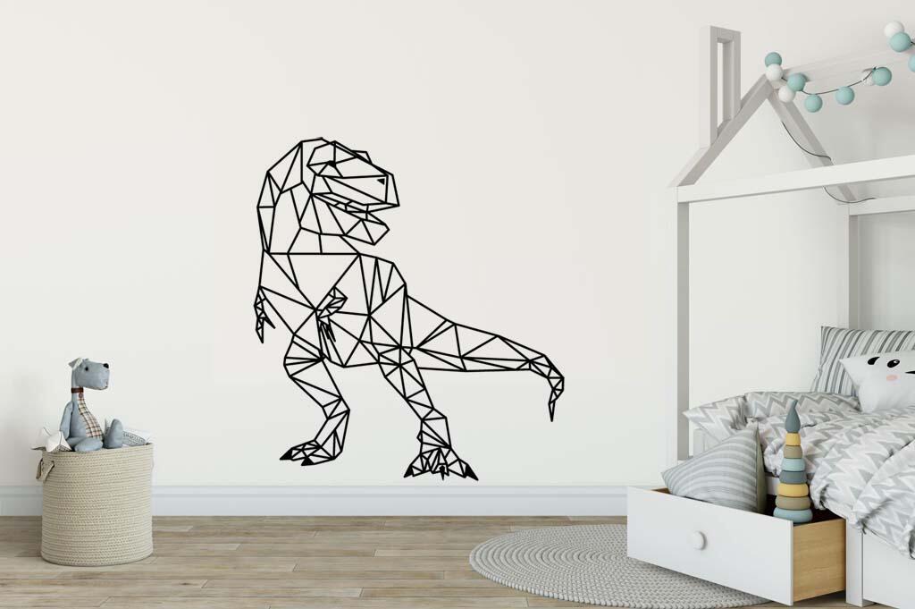 Виниловая наклейка на стену Динозавр тираннозавр (оригами)