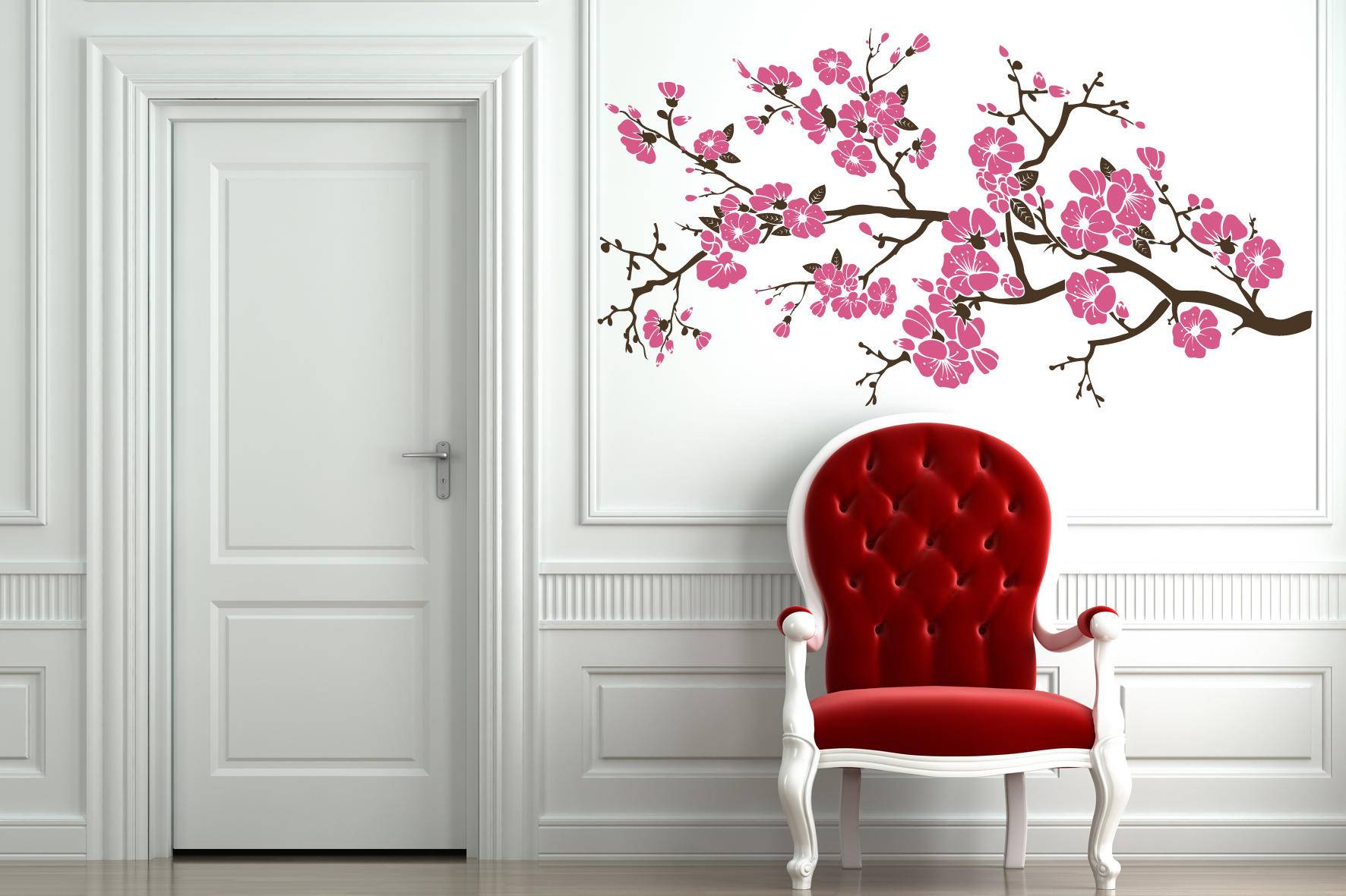 Виниловая наклейка на стену Сакура в цвету