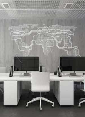 Дизайнерская наклейка на стену Карта мира абстракция (двоичная система)