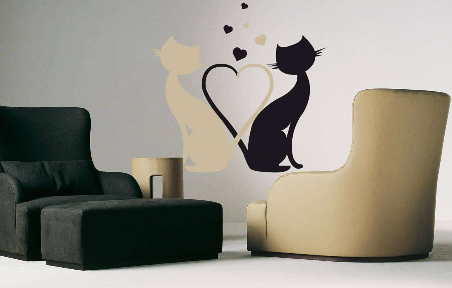Виниловая наклейка на стену Влюбленные коты